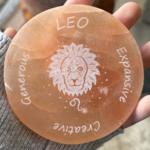 Zodiac Sign | Peach Selenite Disc | 95-100mm | Leo
