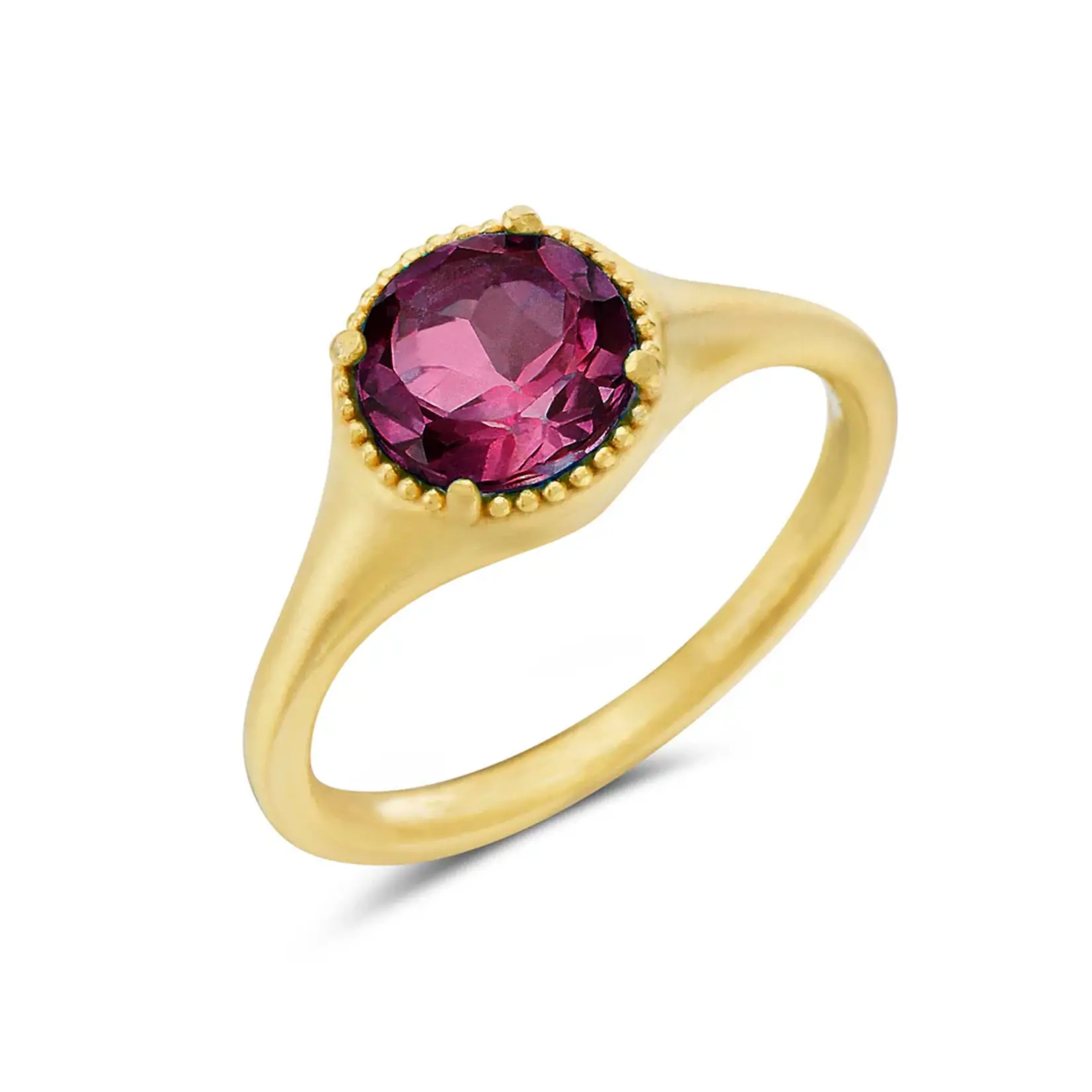 Large Round Rhodolite Garnet Ring · 18K Gold Vermeil · 6