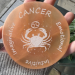 Zodiac Sign | Peach Selenite Disc | 95-100mm | Cancer