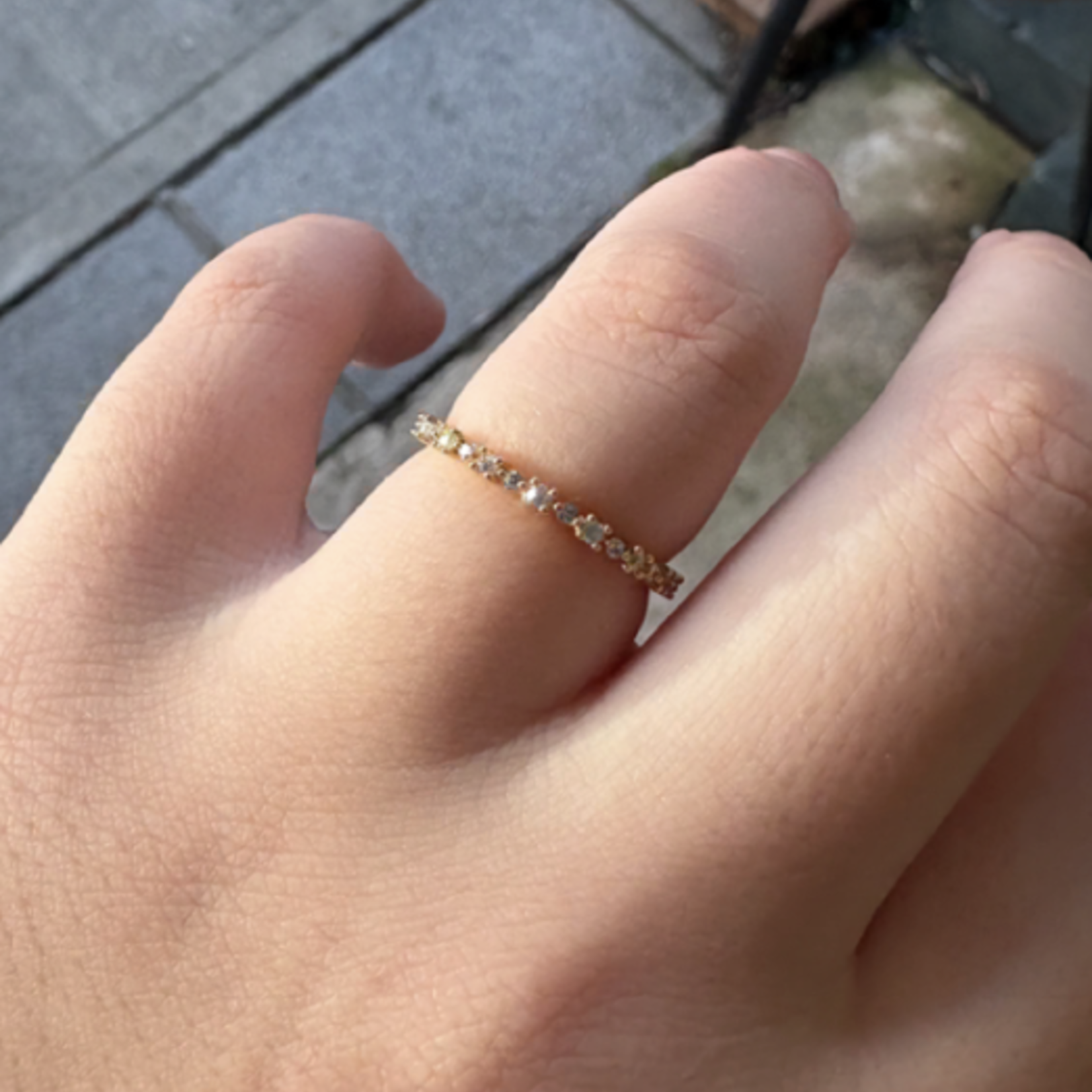 Delicate Rhinestone Eternity Fashion Ring · Gold