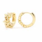 Flora Daisy Huggie Hoop Earrings · Gold