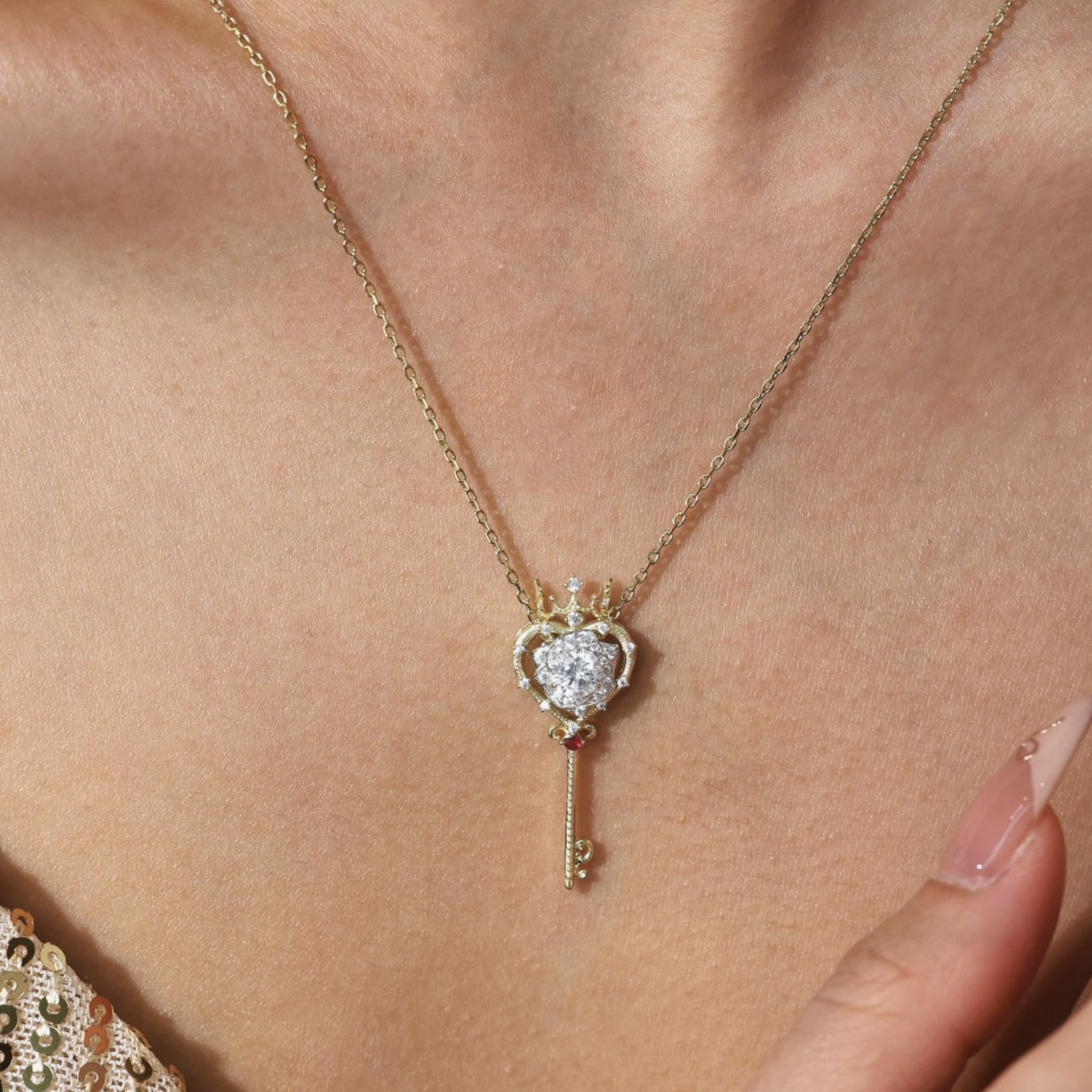 *Rosa Key Three-Way Necklace · Yellow Gold Vermeil