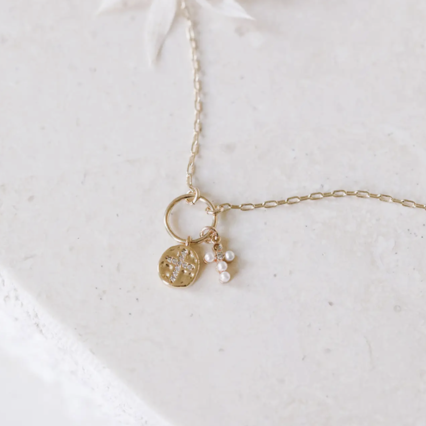 *Deux Croix Charm Necklace · Gold