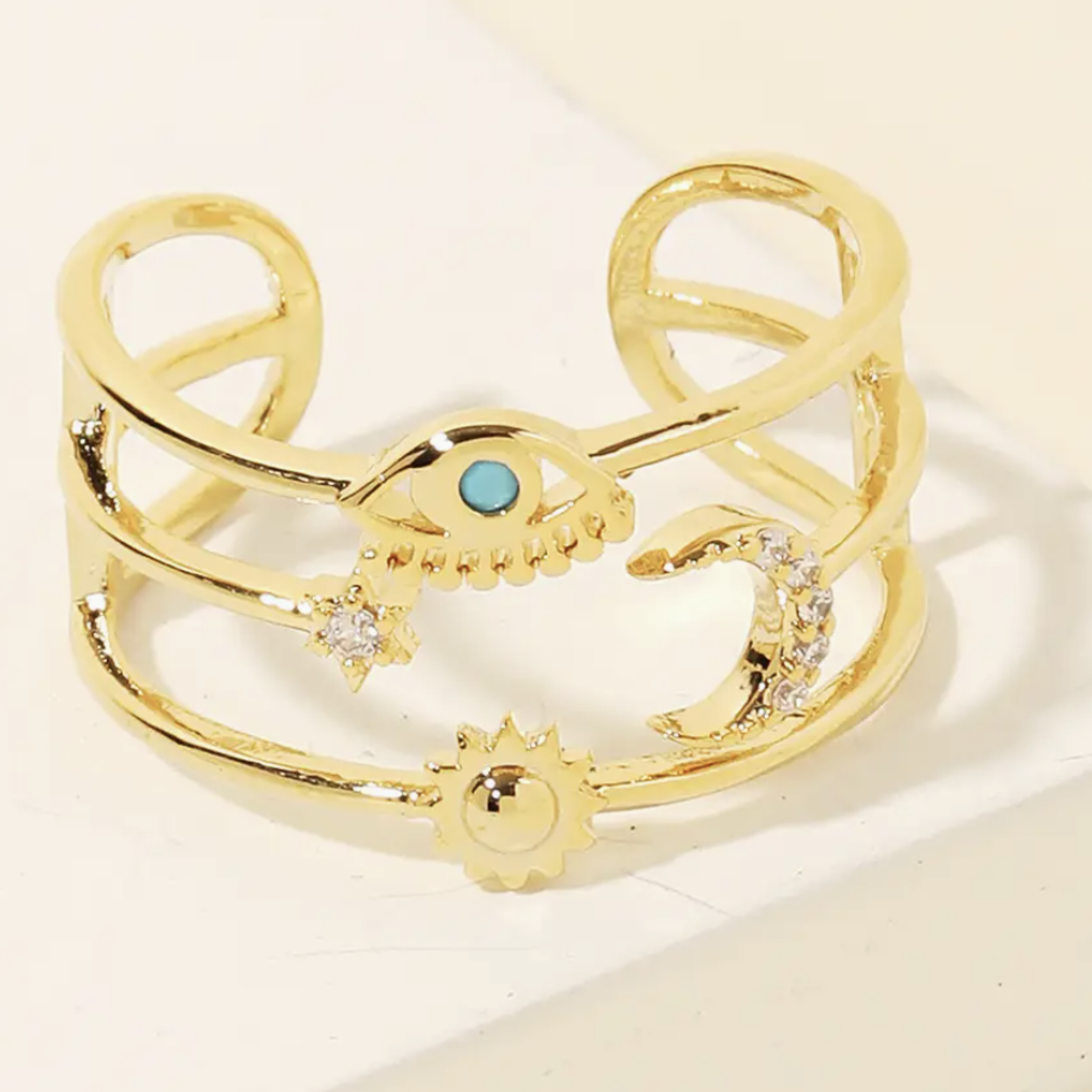Triple Strand Eye Ring · Gold