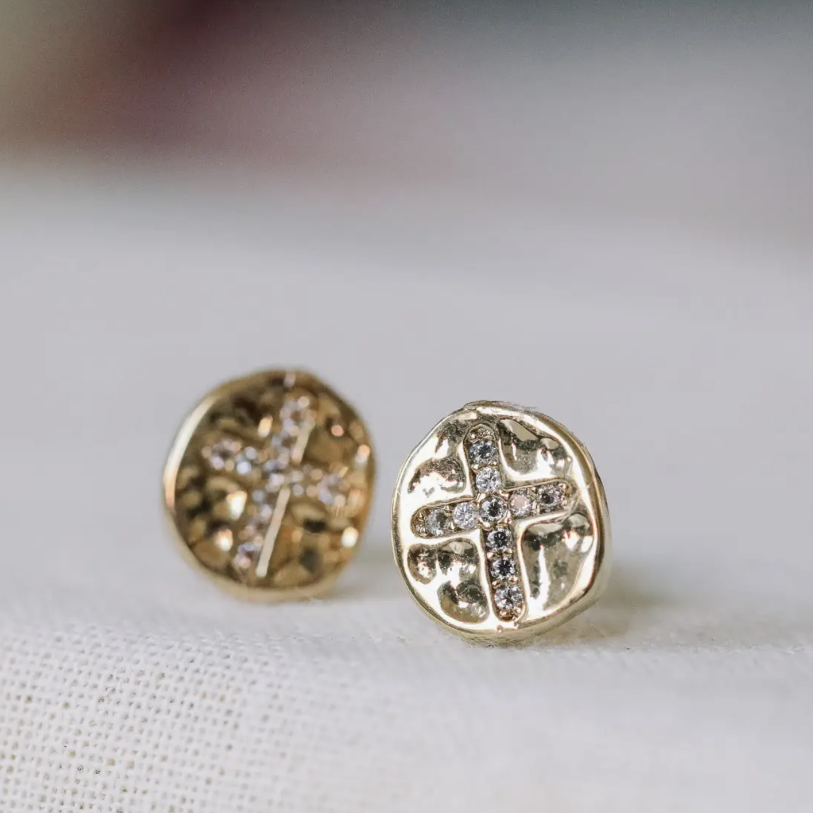 Petite Croix Stud Earrings · Gold