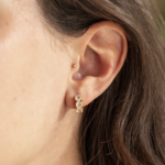*Moonstone Trio Huggie Hoop Earrings · Gold