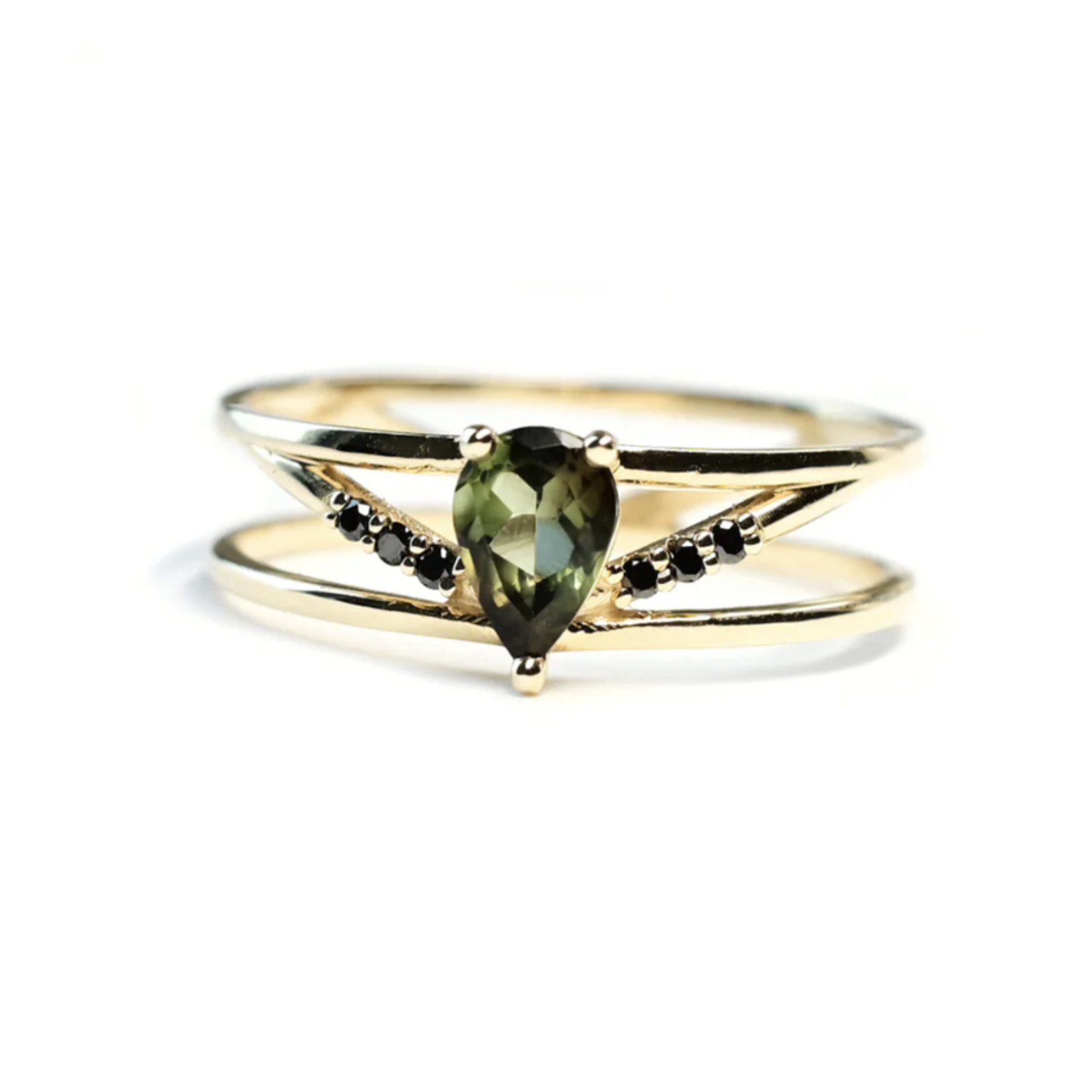 Raasey Ring · Tourmaline & Black Diamond · 14K Gold · 7