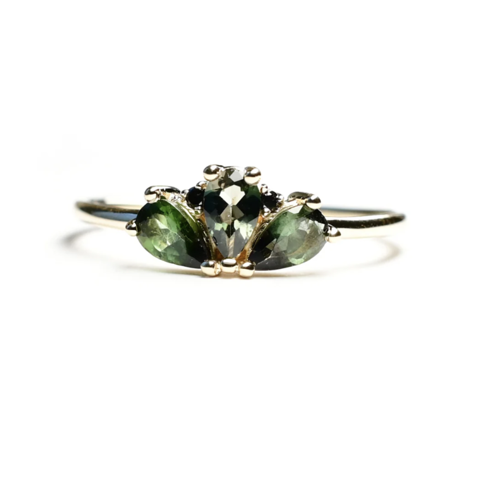 *Ava Ring · Tourmaline & Black Diamond · 14K Gold · 8