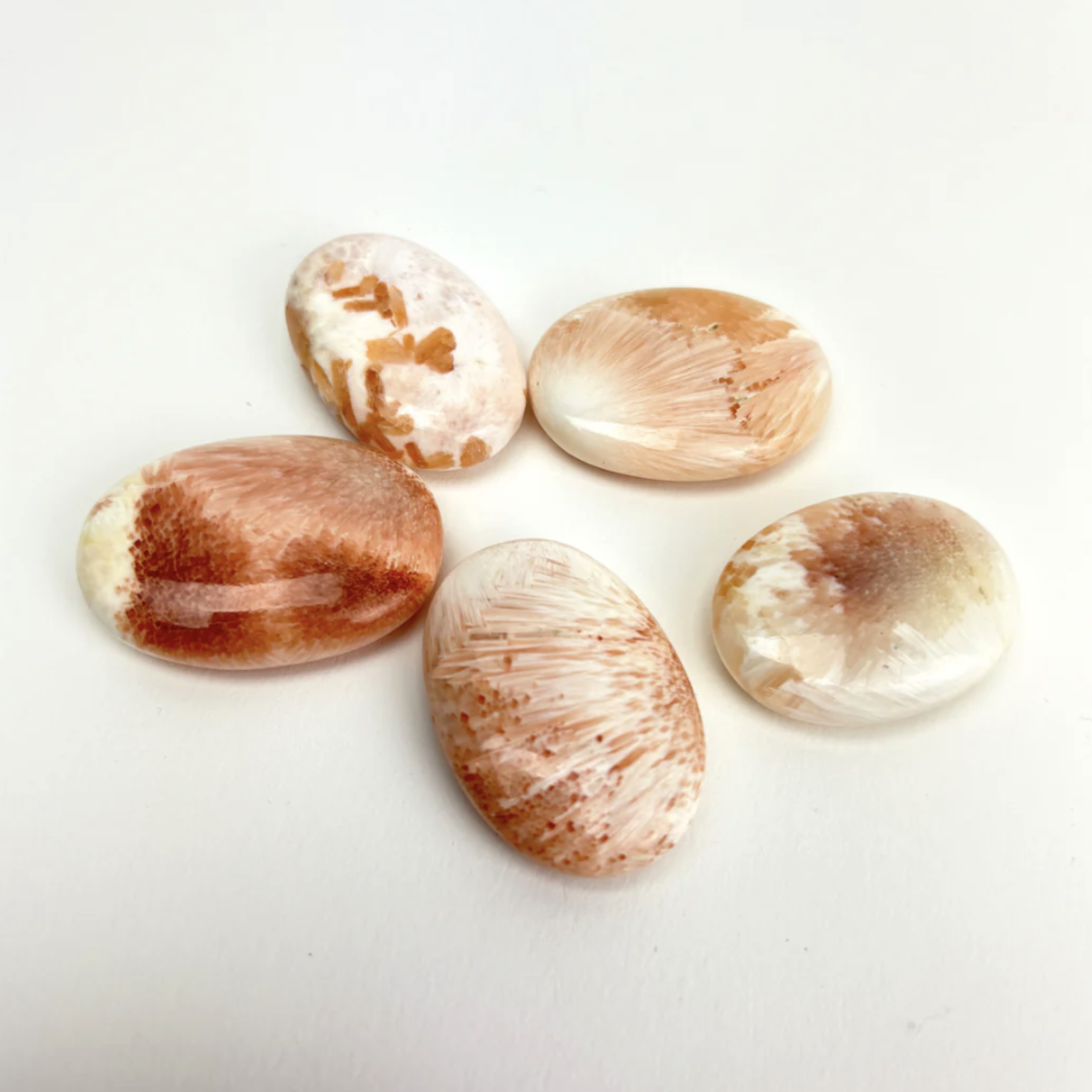 Pink Scolecite Palm Stone | 30-40mm | "A" Grade | India