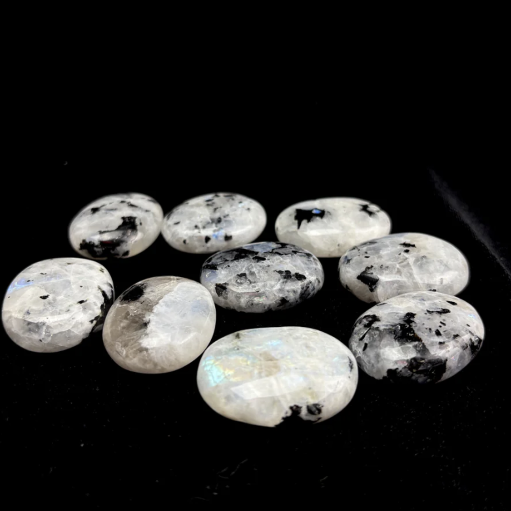 Crystal Polished Palmstone | 30-40mm | "A" Grade | Rainbow Moonstone | India