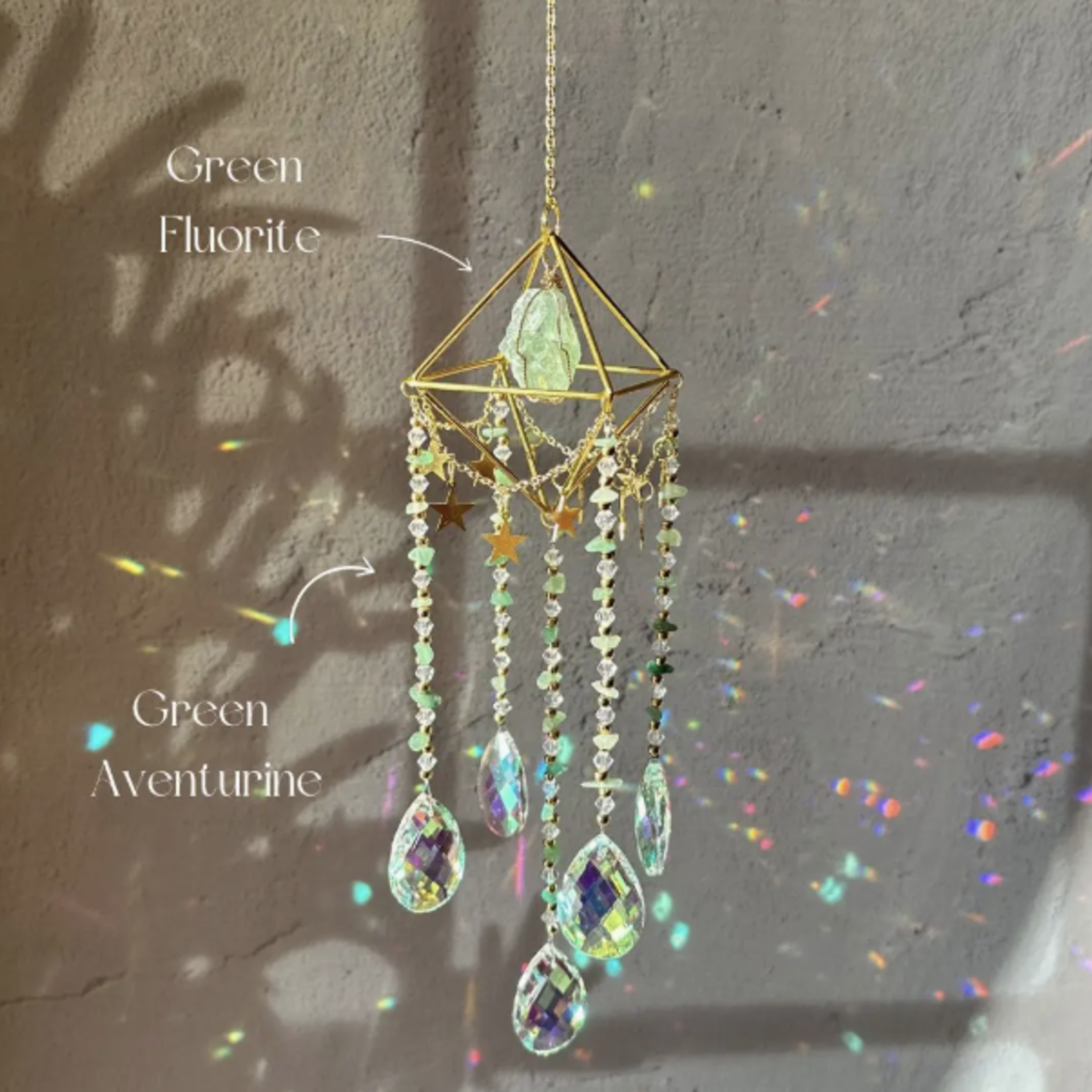 Crystal Suncatcher | Green Aventurine & Fluorite