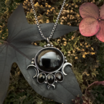 *The Priestess Necklace with Obsidian · Hematite Plating