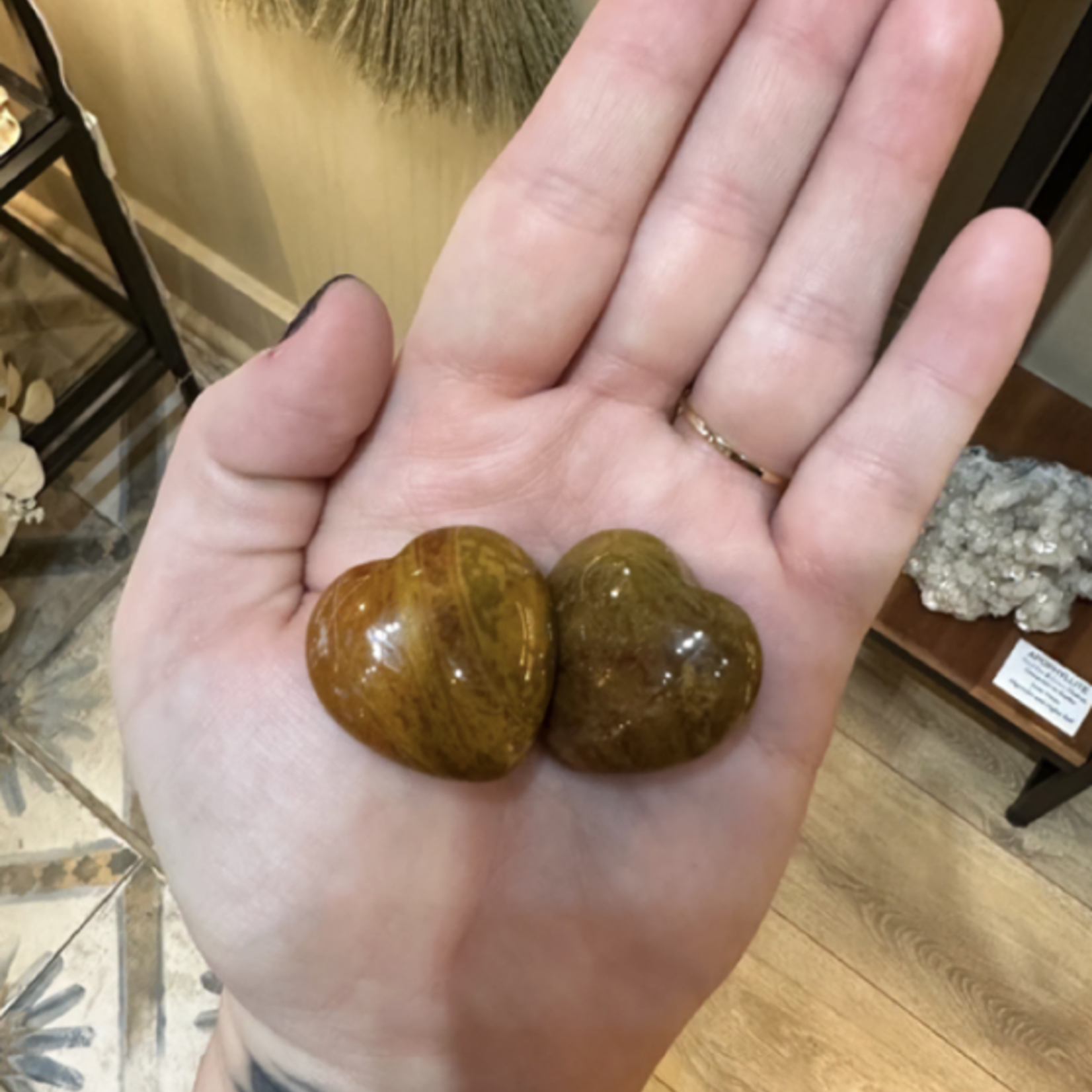 Elite Exports Crystal Hearts | Petrified Wood | 30mm | India