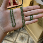 Crystal Chip Necklace · Green Garnet · 36"