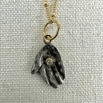 Prehistoric Works Giver Hand w/Diamonds · 24K Gold & Silver