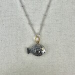 Prehistoric Works Pufferfish w/Diamonds · 24K Gold & Silver