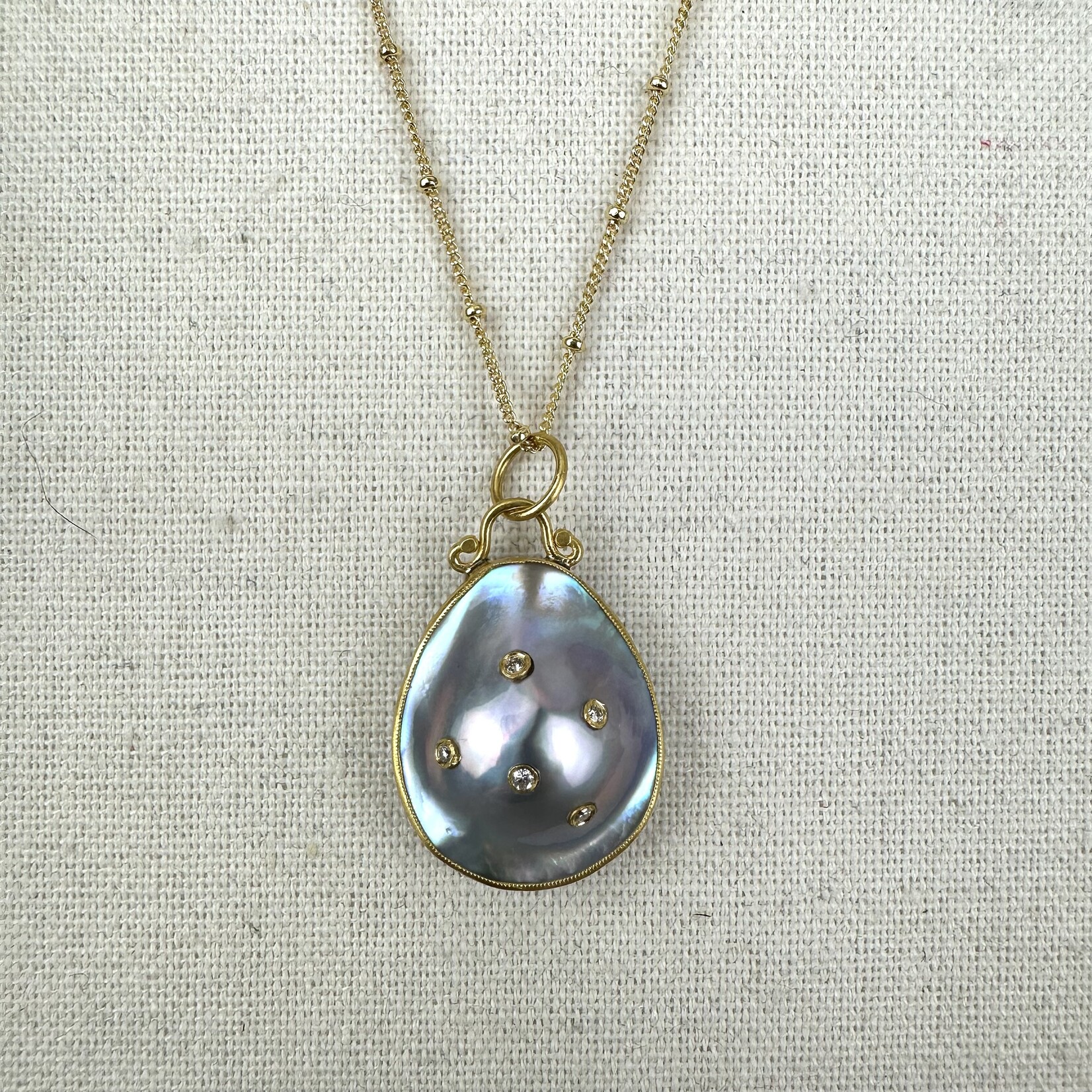 Prehistoric Works Pearl Drop w/Diamond · 24K Gold & Silver
