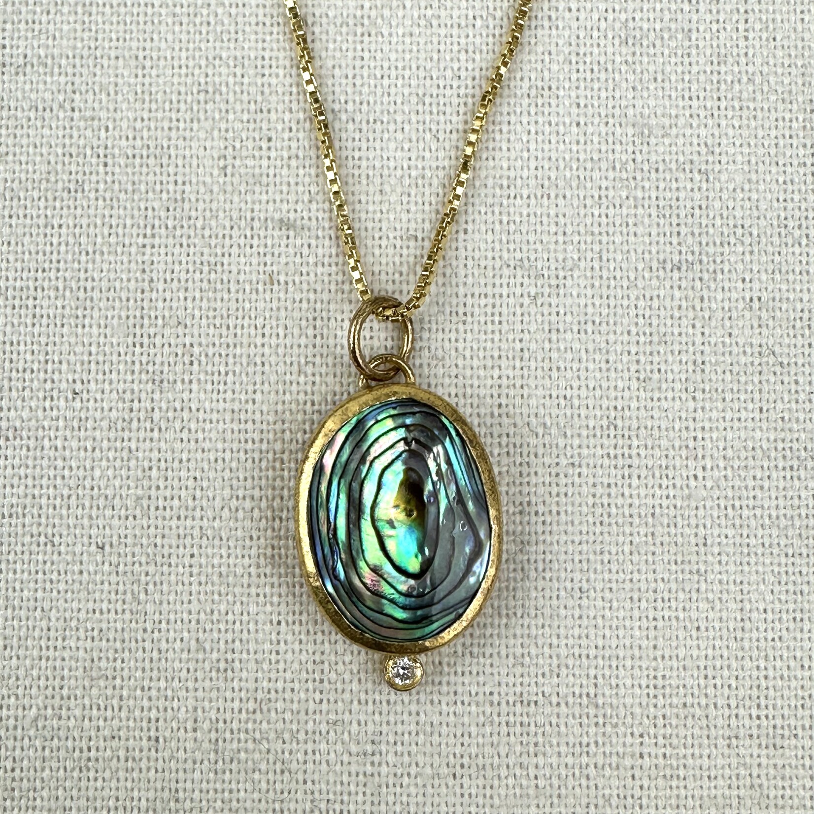 Prehistoric Works Abalone Shell w/Diamond · 24K Gold & Silver