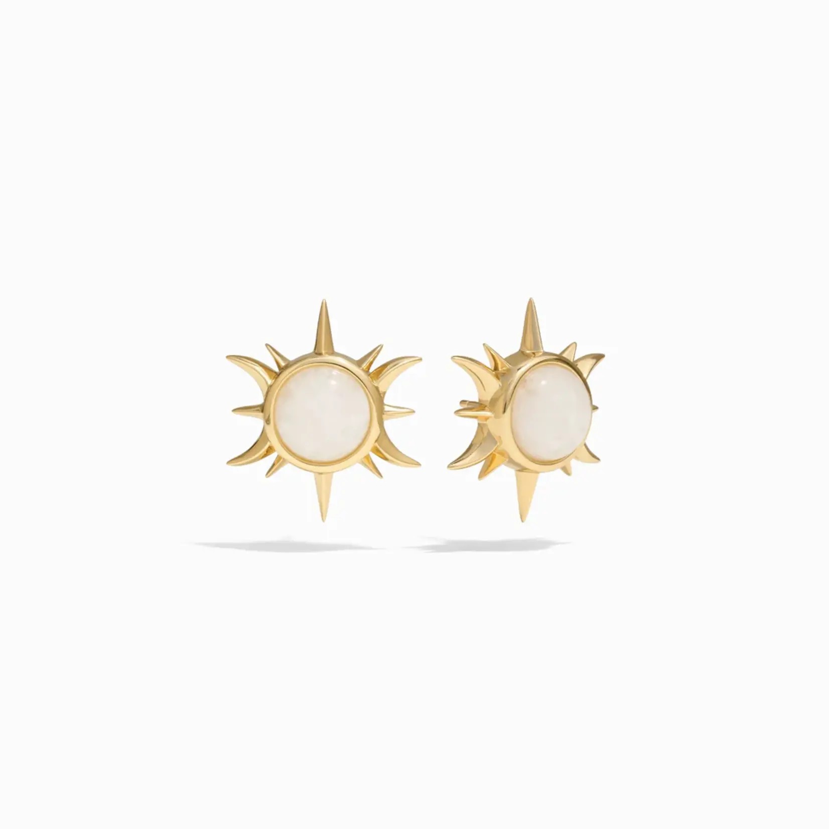 *Moonstone Triple Moon Studs · 14K Gold Vermeil