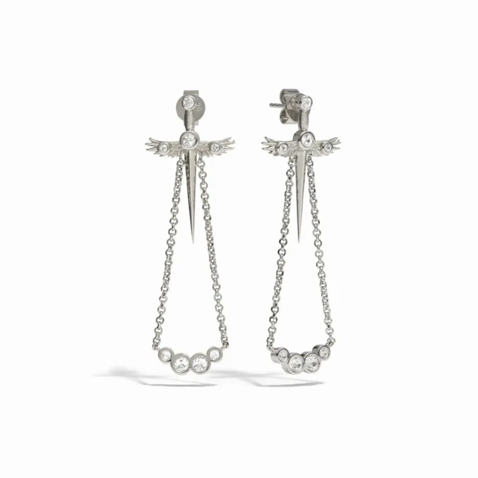 Winged Sword Drop Earrings · Sterling Silver