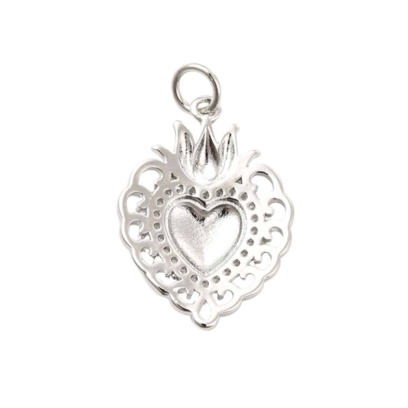The Charm Bar Company Charm Bar · Silver · Flaming Sacred Heart