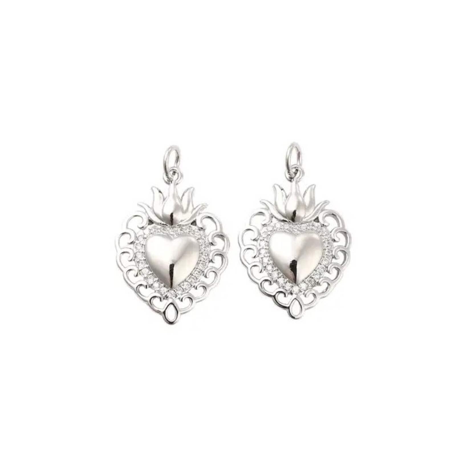 The Charm Bar Company Charm Bar · Silver · Flaming Sacred Heart