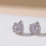 Happyzzzsu Brilliant Round CZ Stud Earrings · Silver