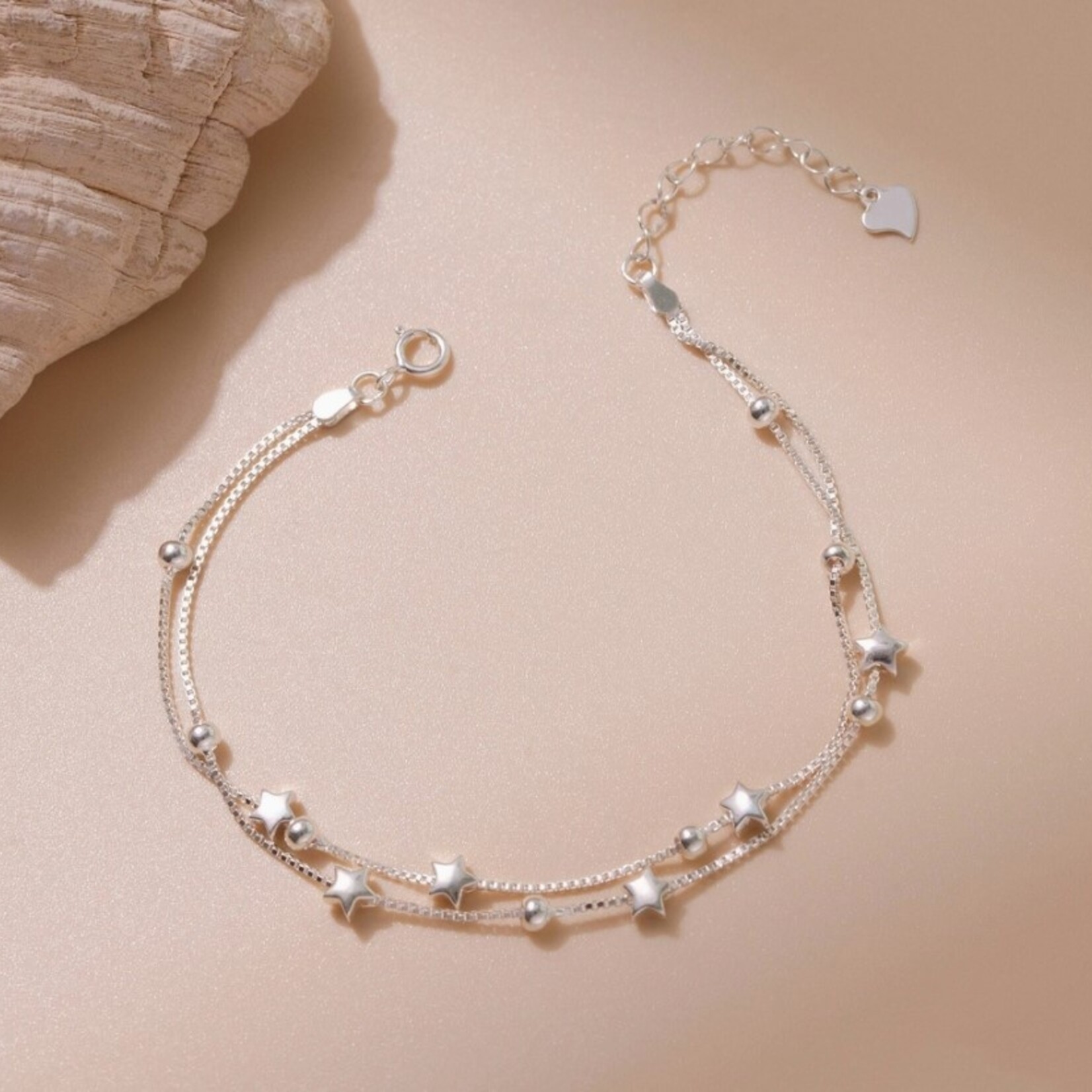 Happyzzzsu Double Layer Star Bracelet · 6.5 - 7.4 Inches ·  Silver