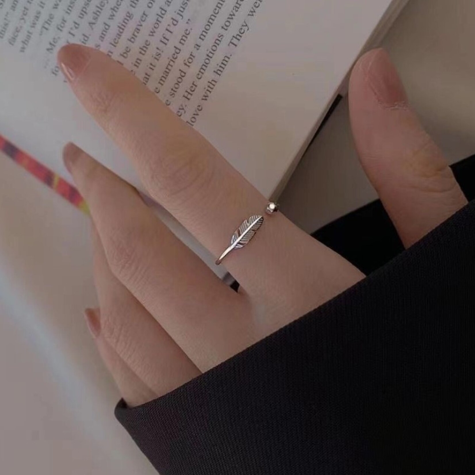 Happyzzzsu Feather Ring Adjustable · Silver