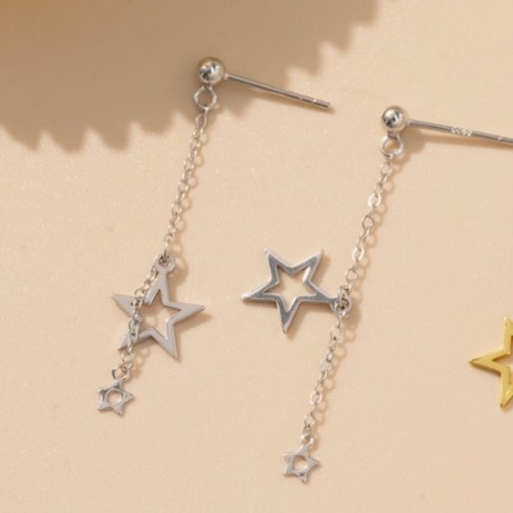Happyzzzsu Front and Back Star Drop Earrings · Silver