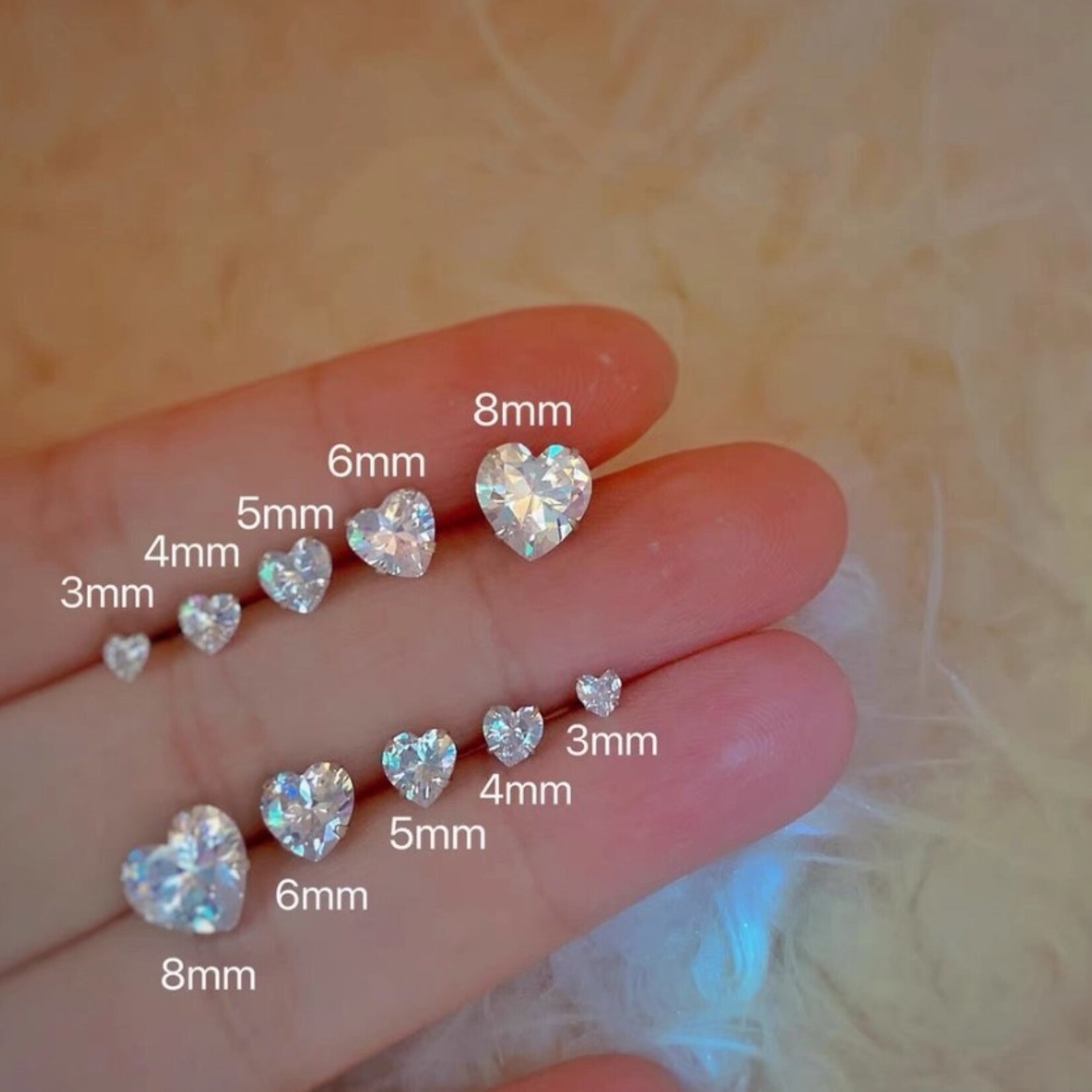 Happyzzzsu Heart Diamond Stud Earrings | Silver