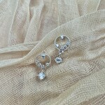 Happyzzzsu Irregular Pave CZ Diamond Earrings · Silver