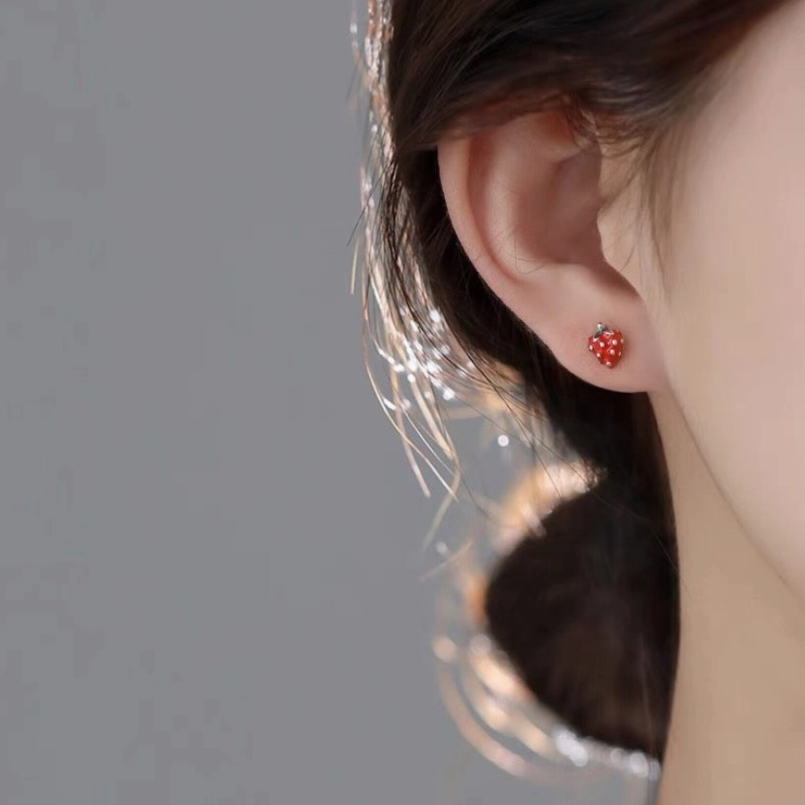 Happyzzzsu Strawberry Stud Earrings · Silver