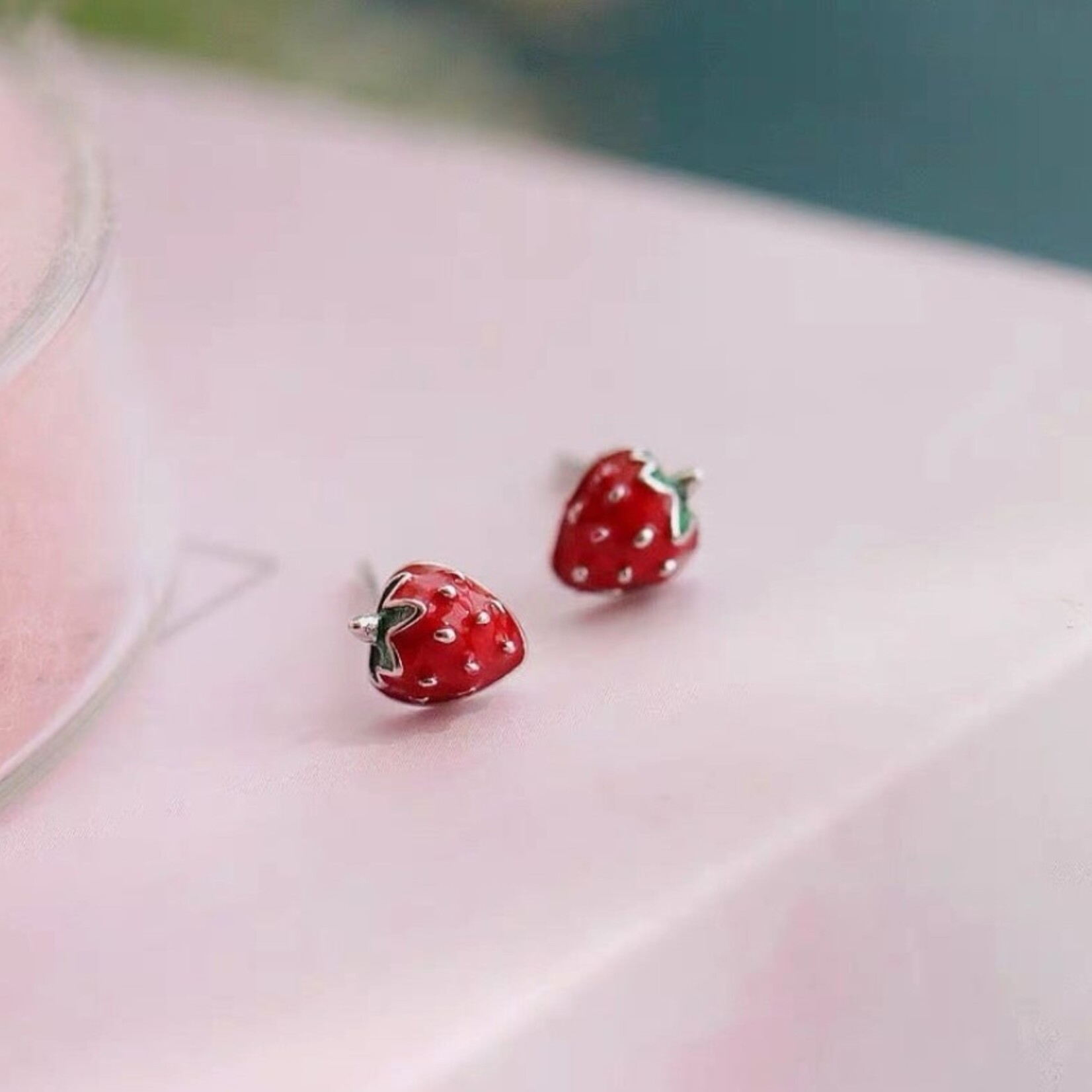 Happyzzzsu Strawberry Stud Earrings · Silver