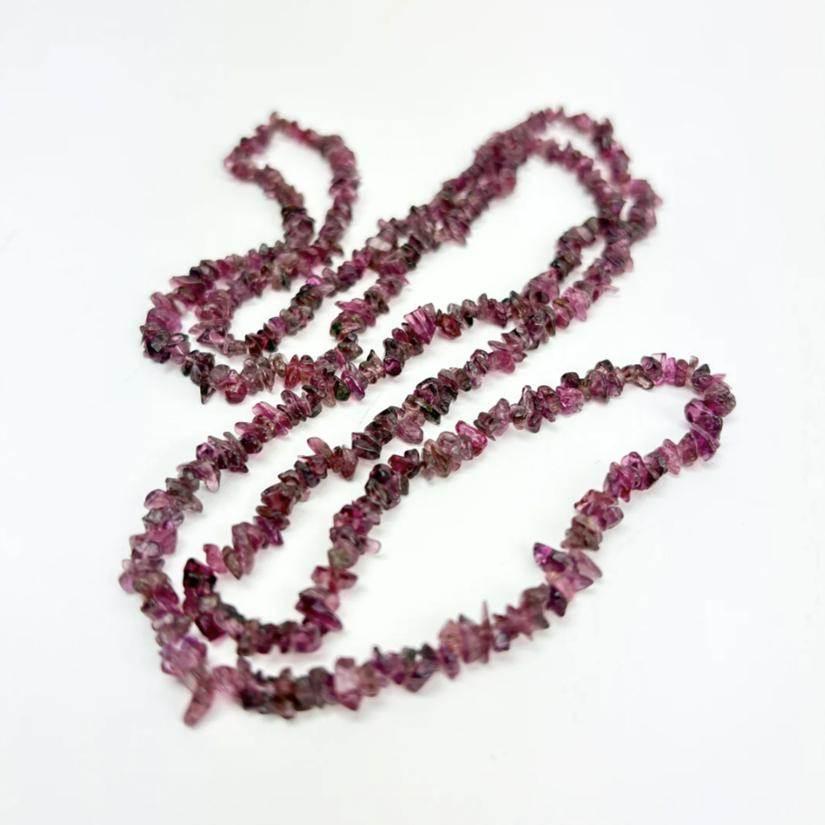 Crystal Chip Necklace · Pink Tourmaline · 36"