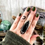 Foxlark Crystal Jewelry Black Onyx Magic Moon Ring · Sterling Silver · Adjustable