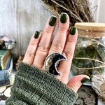Foxlark Crystal Jewelry Crescent Moon Fossilized Palm Root Ring · Silver ·