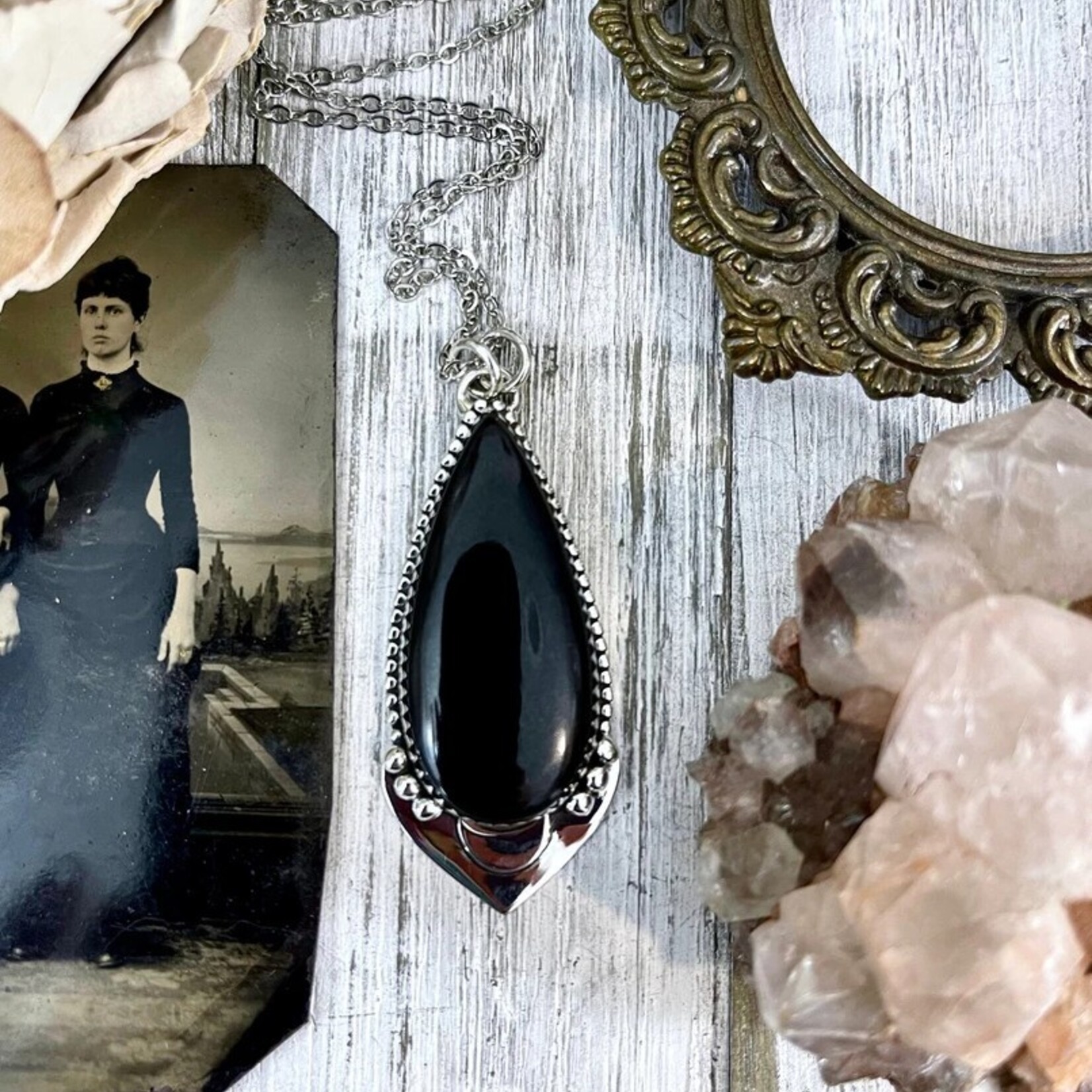 *Foxlark Crystal Jewelry Midnight Moon Crystal Necklace · Sterling Silver ·