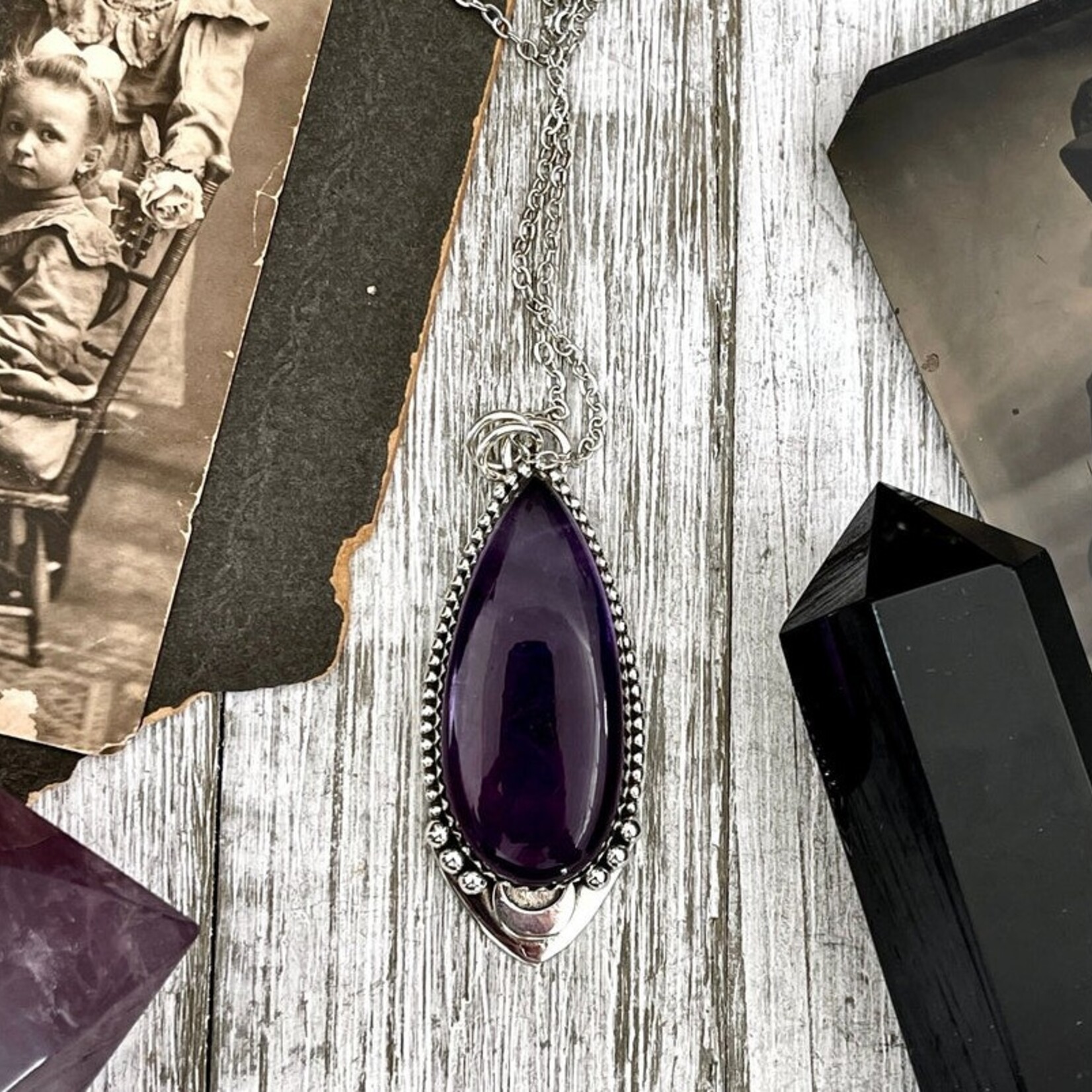 *Foxlark Crystal Jewelry Midnight Moon Crystal Necklace · Sterling Silver ·