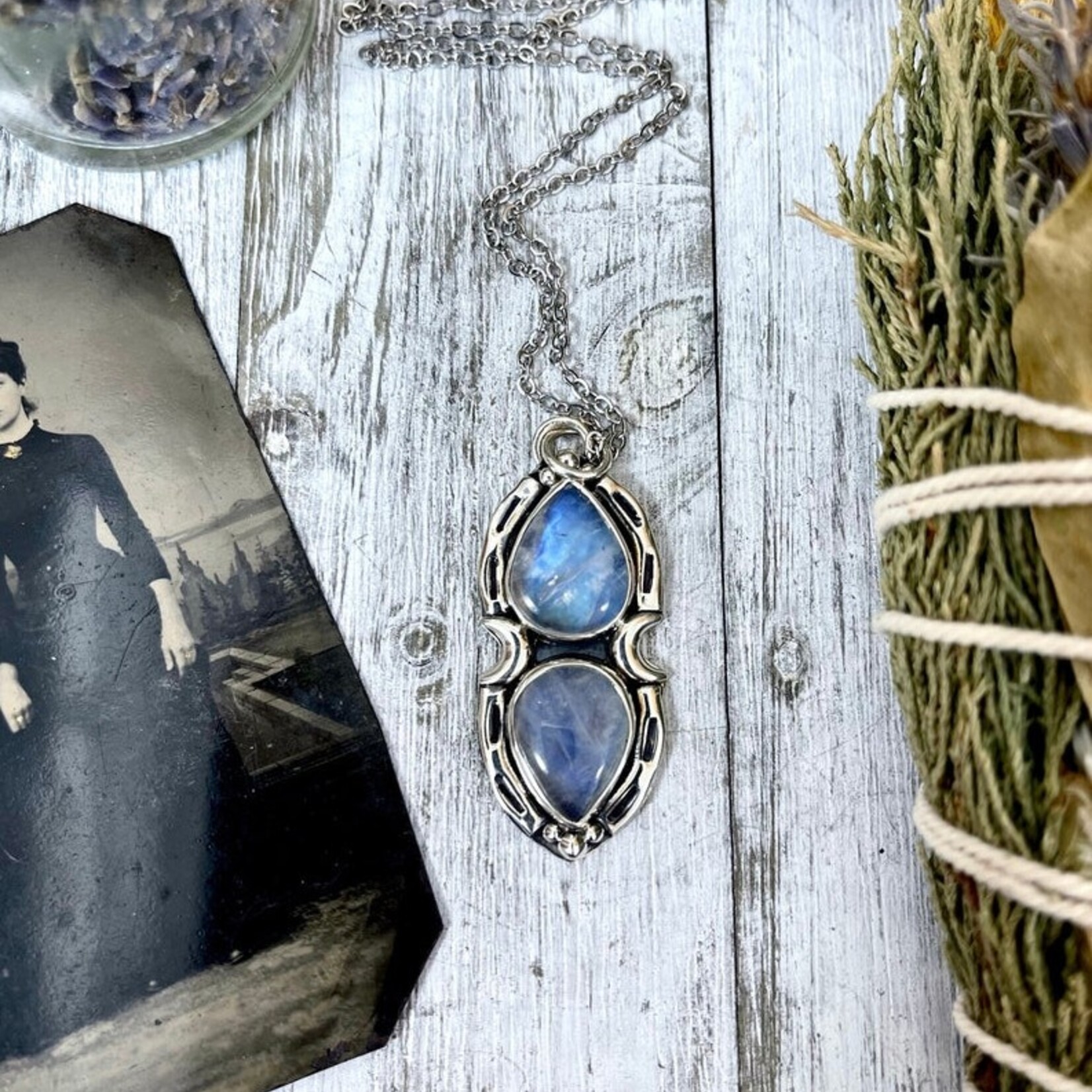 *Foxlark Crystal Jewelry Mystic Moon Crystal Statement Necklace · Sterling Silver ·