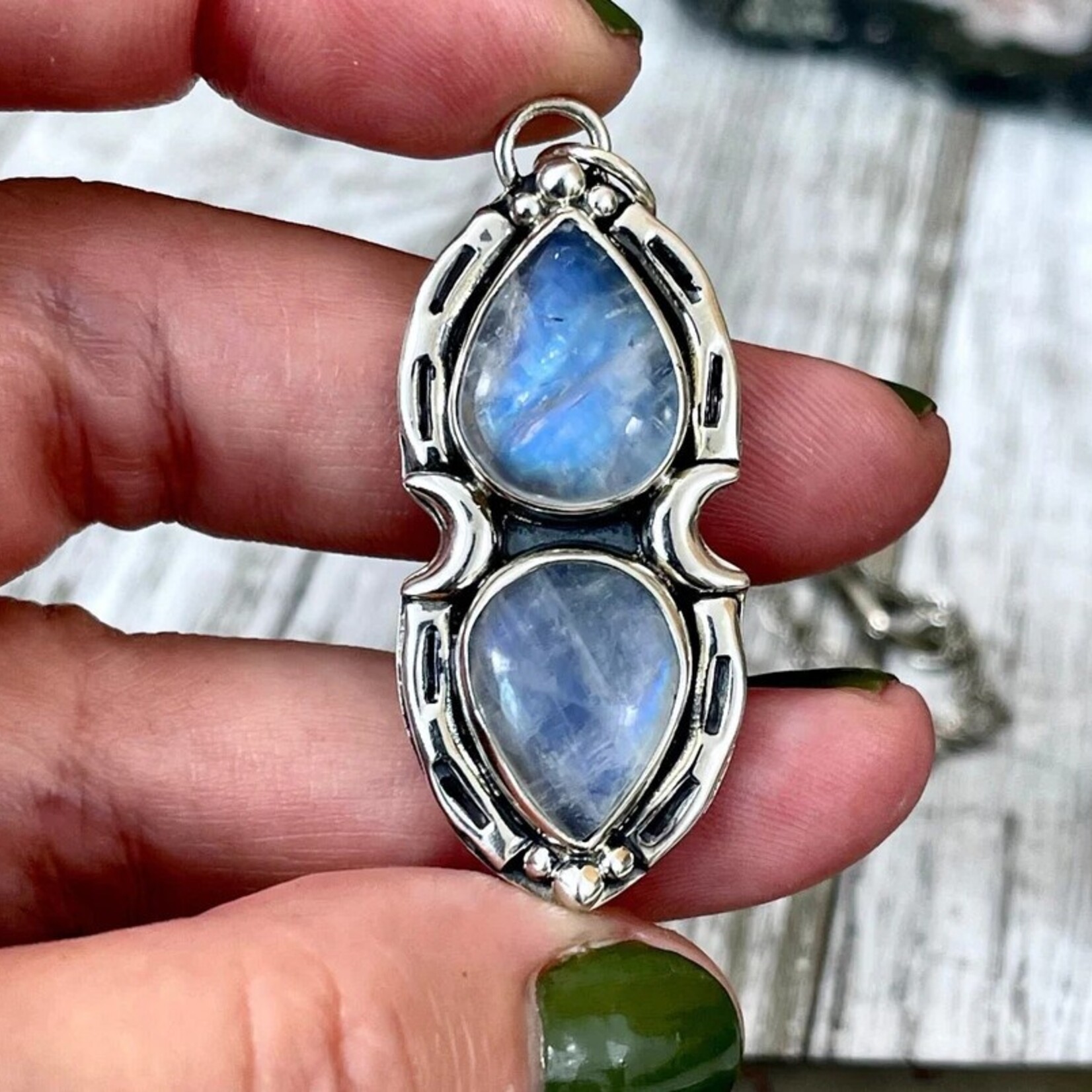 *Foxlark Crystal Jewelry Mystic Moon Crystal Statement Necklace · Sterling Silver ·