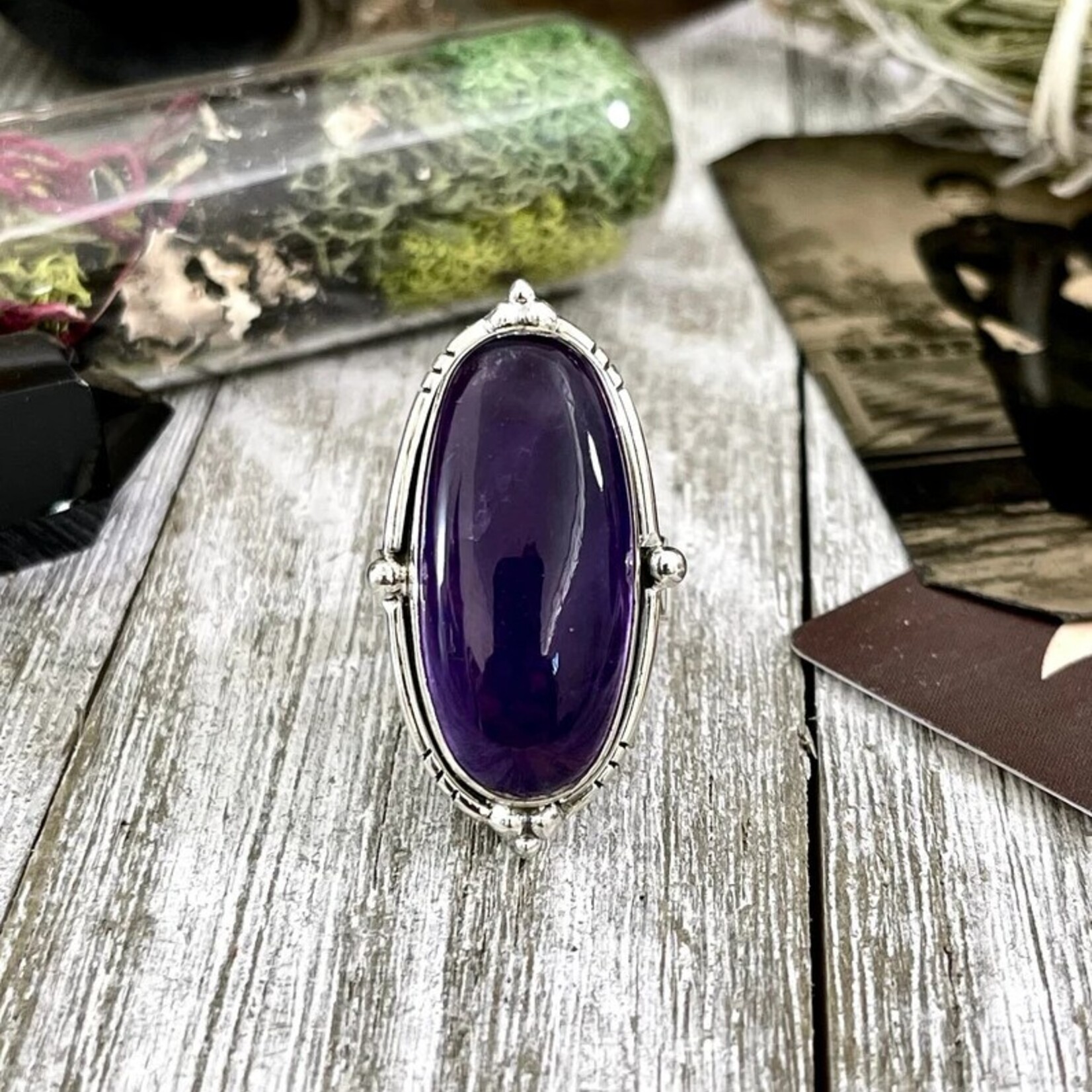 *Foxlark Crystal Jewelry *Amethyst Oval Crystal Statement Ring · Sterling Silver