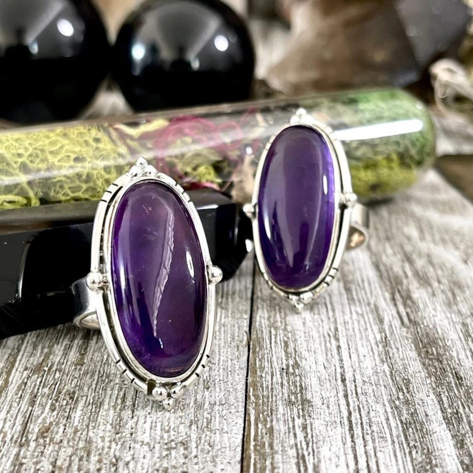 *Foxlark Crystal Jewelry *Amethyst Oval Crystal Statement Ring · Sterling Silver