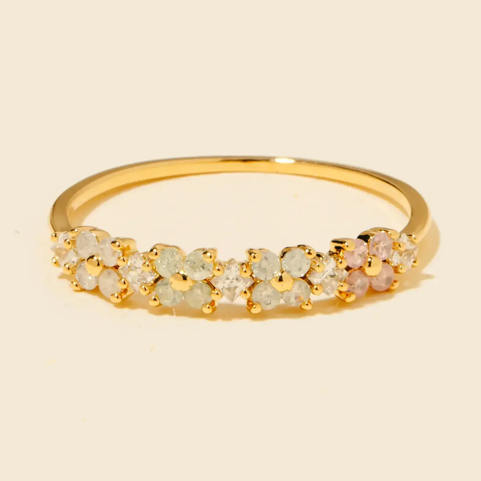*Mini CZ Floral Band Ring · Gold