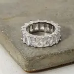 Rhinestone Baguette Eternity Ring · Silver