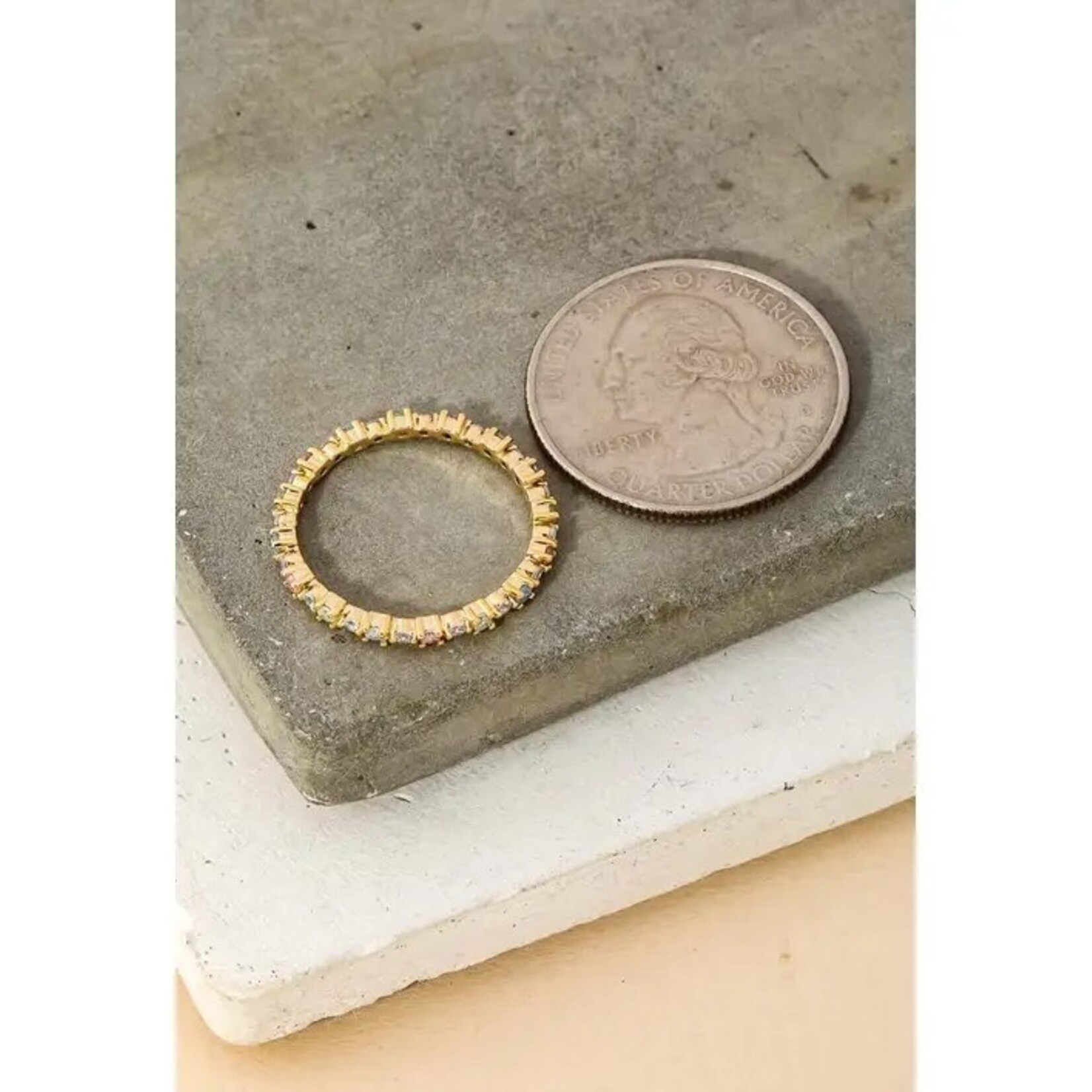 Delicate Rhinestone Eternity Fashion Ring · Gold