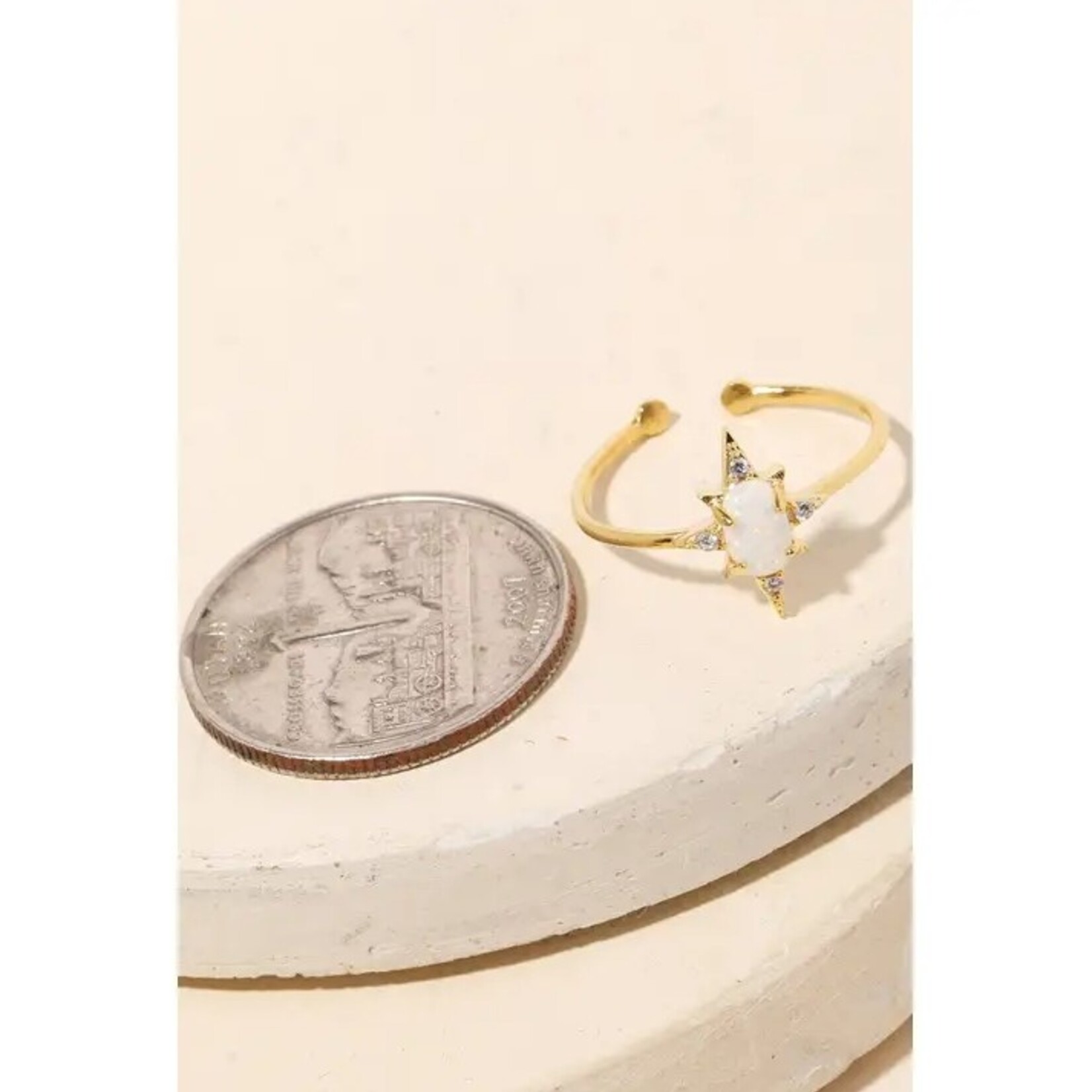 Opal Star Adjustable Fashion Ring · Gold Plating