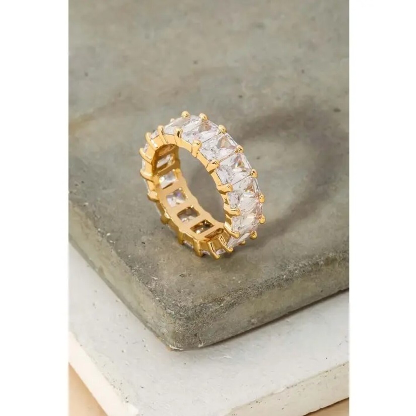 Rhinestone Baguette Eternity Ring · Gold