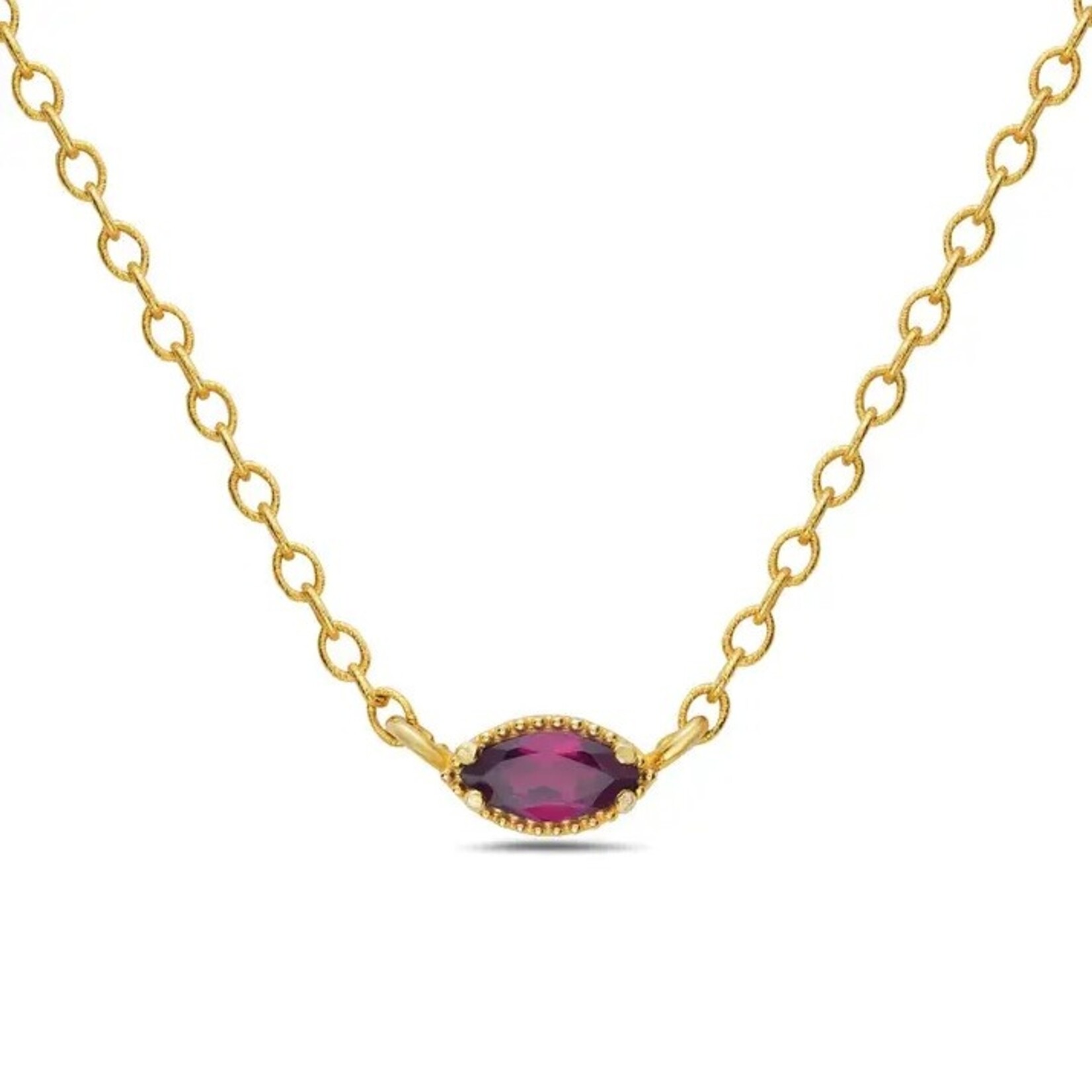 *Petite East West Rhodolite Garnet Necklace  · 18K Gold Vermeil