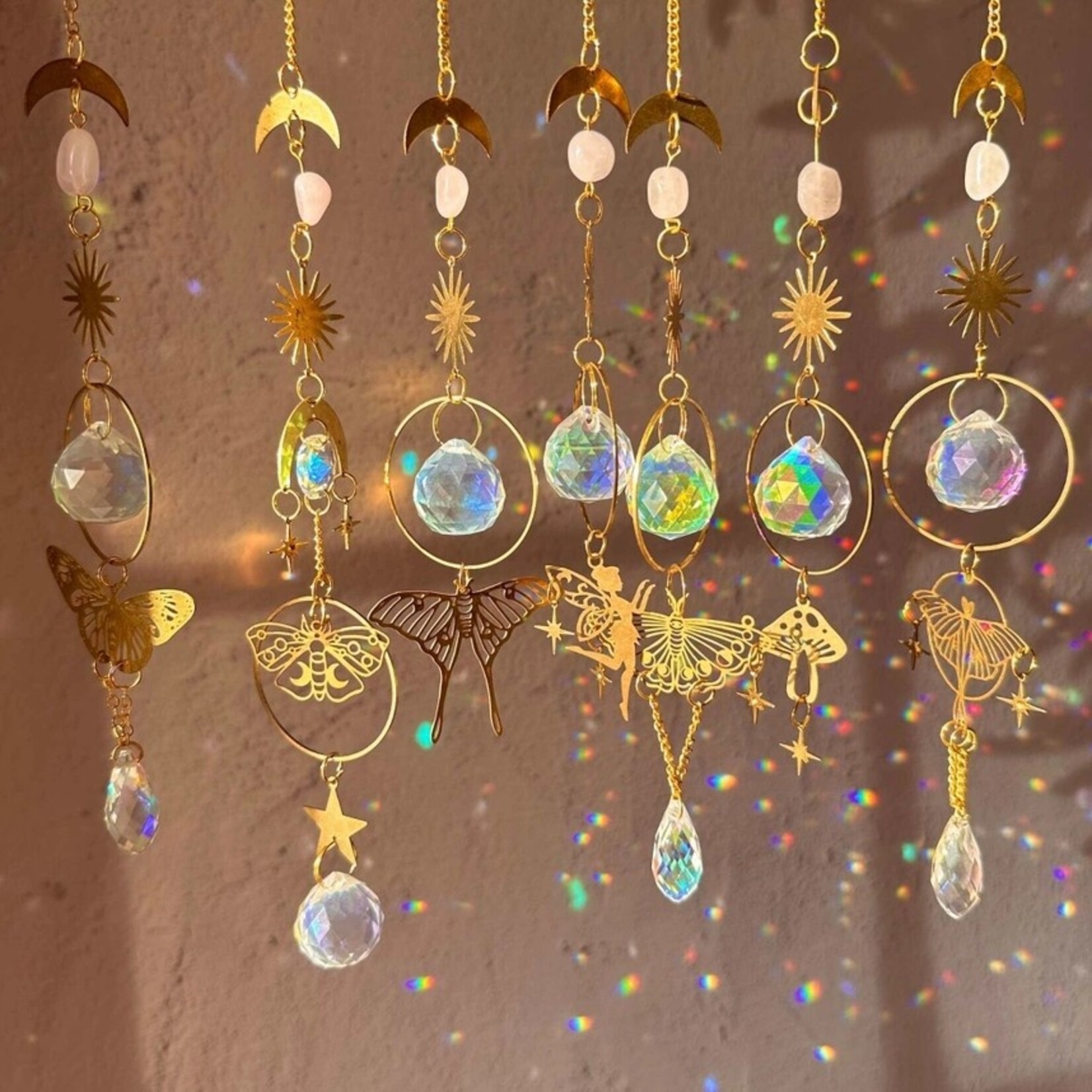 Butterfly w/Rose Quartz Suncatcher |